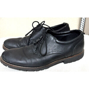 Rockport Men's Plain Toe Oxfords shoes Lug Sole Maverick sz 11 black leather